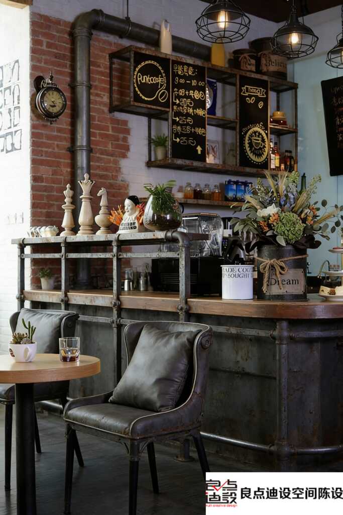 工业风咖啡店装修软装设计全解析：红砖金属，复古格调一秒拿捏!​